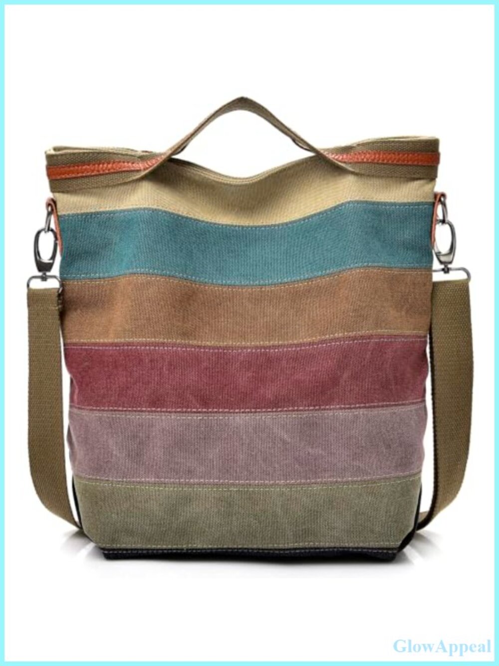 Canvas Tote Bag Color Block Shoulder Crossbody Purse